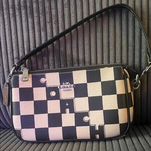 Coach Black and Cream Checkered Mini Bag